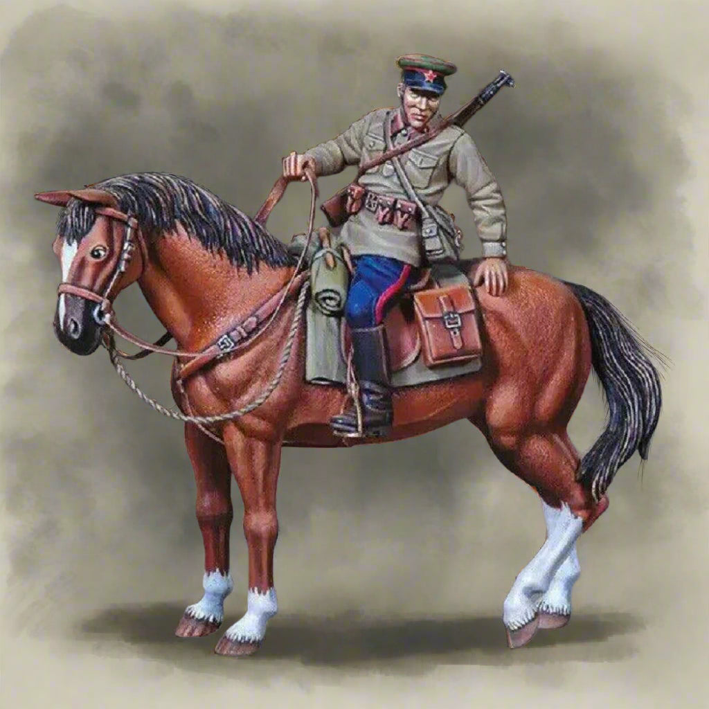 1/35 Resin Model Kit Soviet Officer Riding a Horse WW2 Unpainted - Model-Fan-Store
