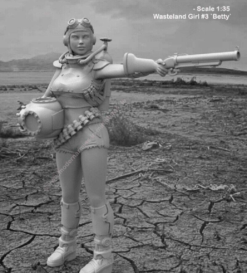 1/35 Resin Steampunk Model Kit Beautiful Girl Shooter Mad Max Unpainted - Model-Fan-Store