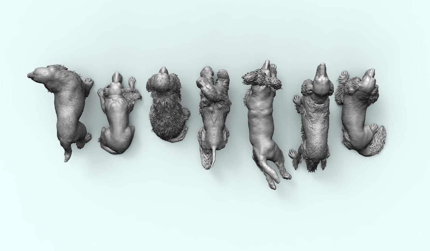 1/35 - 1/6 7pcs 3D Print Model Kit Animal Dogs Pets Spaniel Unpainted