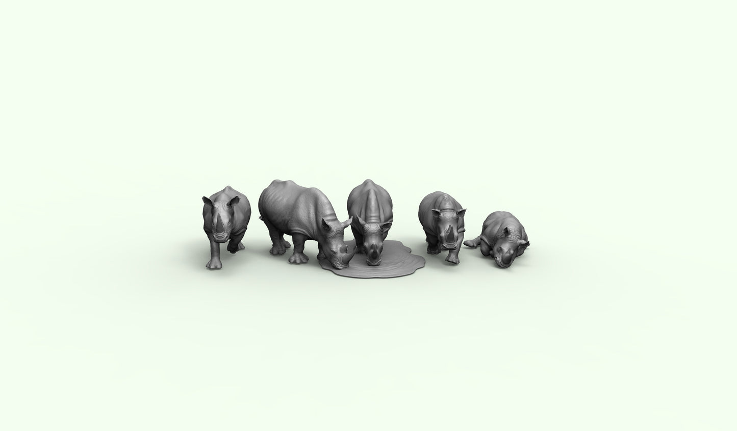 1/35 - 1/6 3D Print Model Kit Animal Zoo Rhinoceroses Unpainted