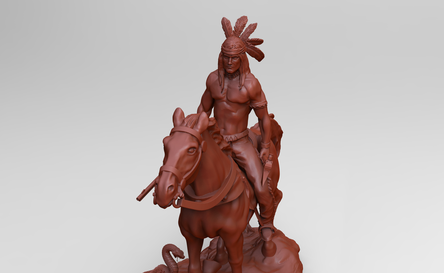 1/35 - 1/6 3D Print Model Kit American Native Indian Wild West Rider Unpainted