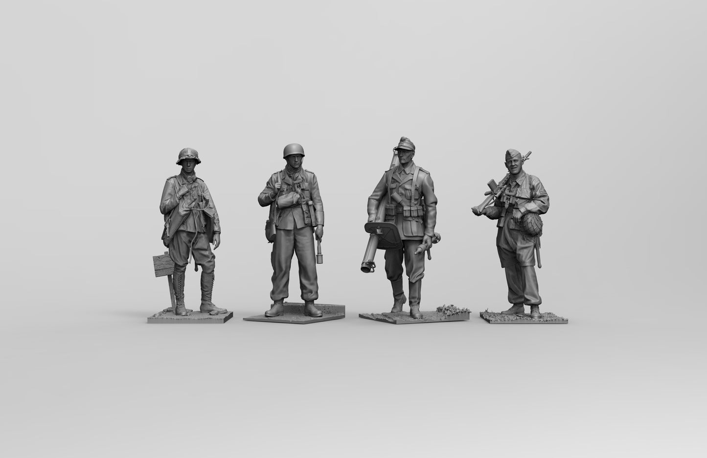 1/35 - 1/16 4pcs 3D Print Model Kit German Soldiers Infantry WW2 Unpainted