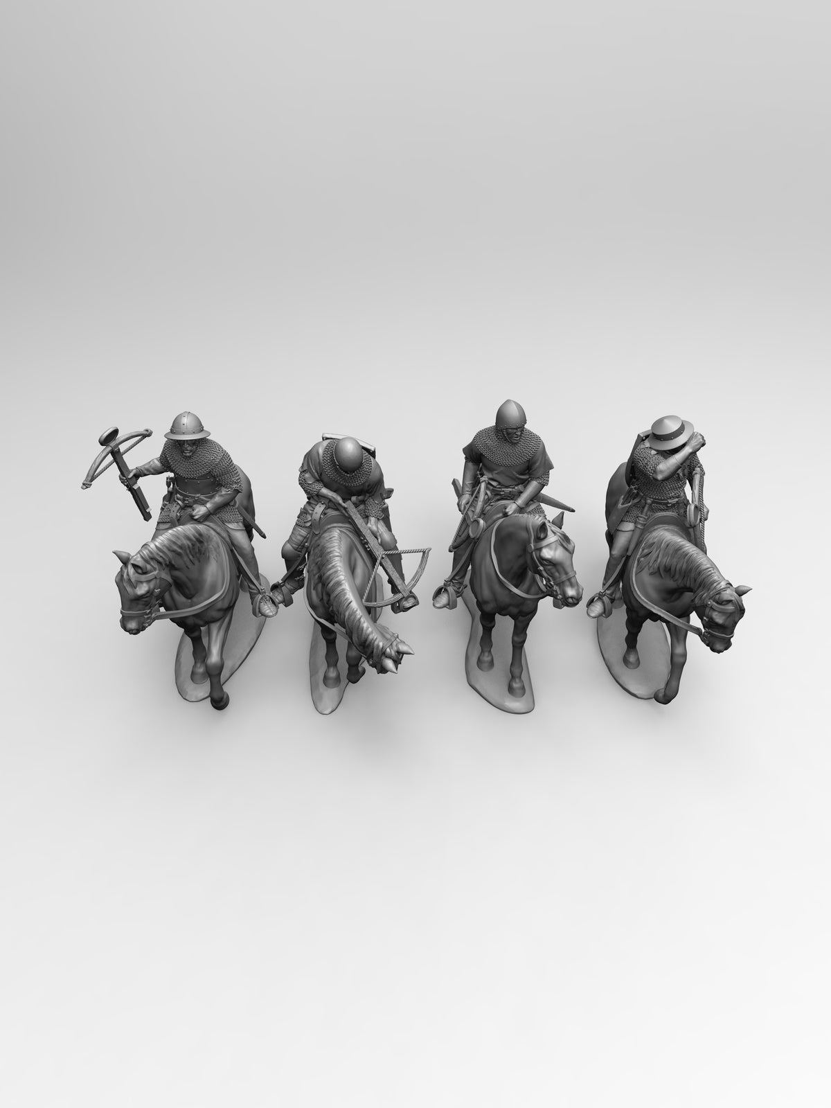 1/35 - 1/16 4pcs 3D Print Model Kit European Medieval Knights Crossbowmen Unpainted
