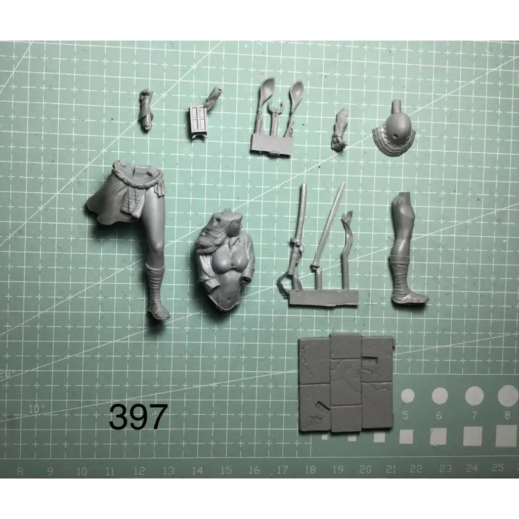1/24 75mm Resin Model Kit Asian Beautiful Girl Samurai Fantasy Unpainted - Model-Fan-Store