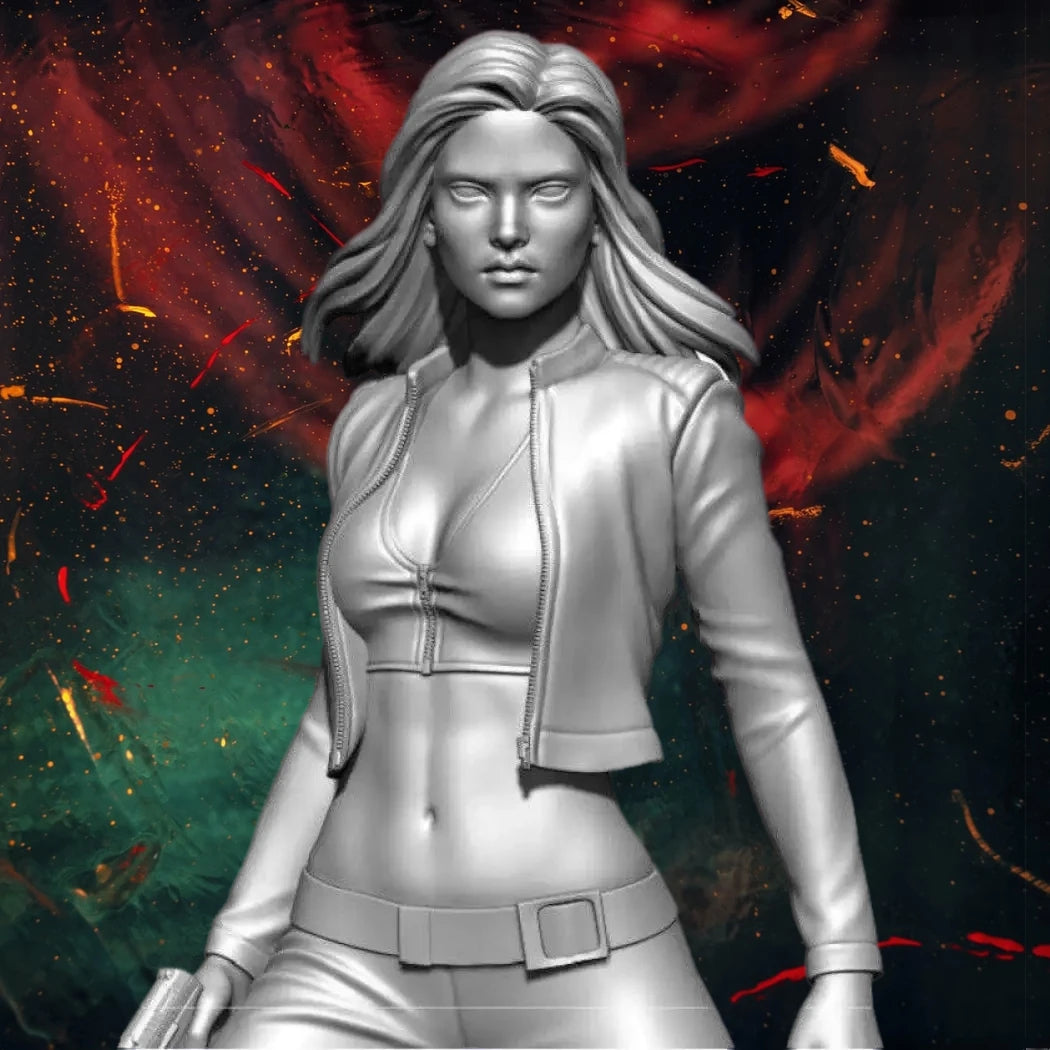 1/24 Resin Model Kit Modern Beautiful Girl Woman Rider Unpainted