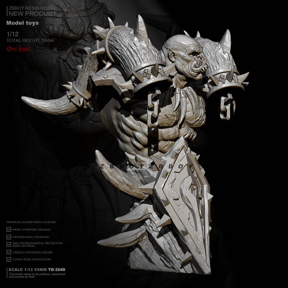 55mm BUST Resin Model Kit Warrior Orc WOW Fantasy TD-3249 Unpainted - Model-Fan-Store