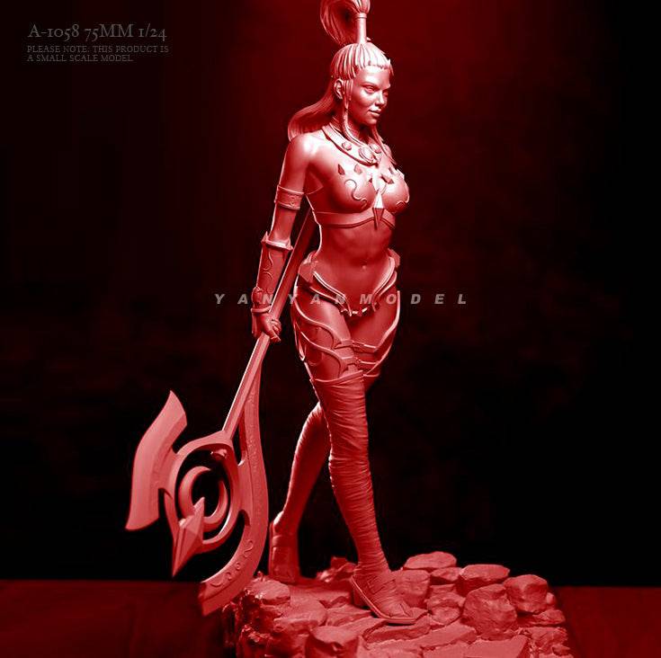 1/24 75mm Resin Model Kit Amazon Beautiful Girl Warrior Fantasy A-1058 Unpainted - Model-Fan-Store