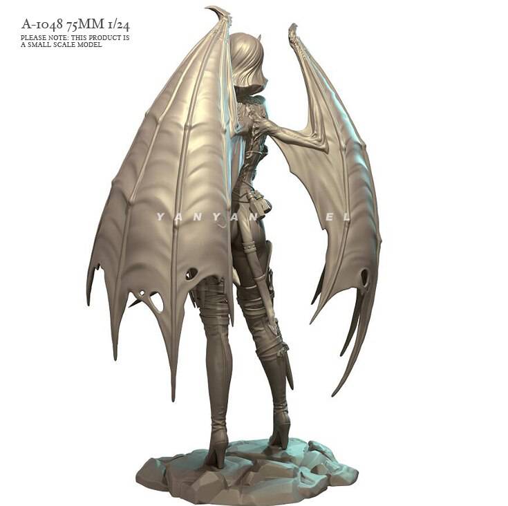1/24 75mm Resin Model Kit Beautiful Girl Devil Fantasy A-1048 Unpainted - Model-Fan-Store