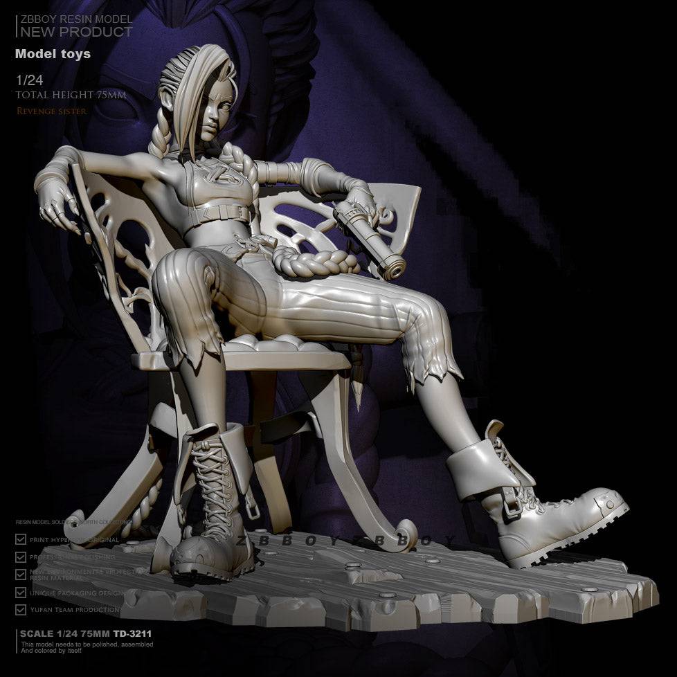 1/24 Resin Model Kit Beautiful Girl Shooter Fantasy TD-3211 Unpainted - Model-Fan-Store