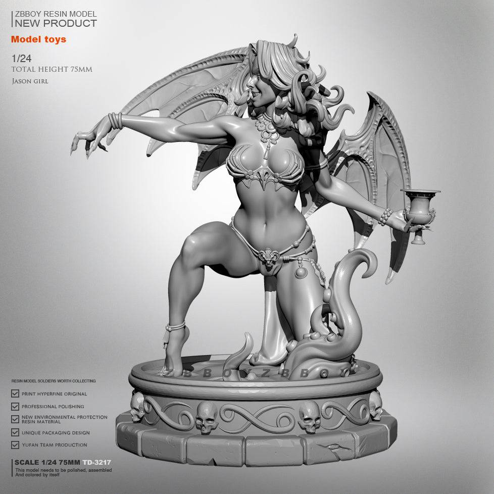 1/24 Resin Model Kit Beautiful Girl Woman Devil Fantasy TD-3217 Unpainted - Model-Fan-Store