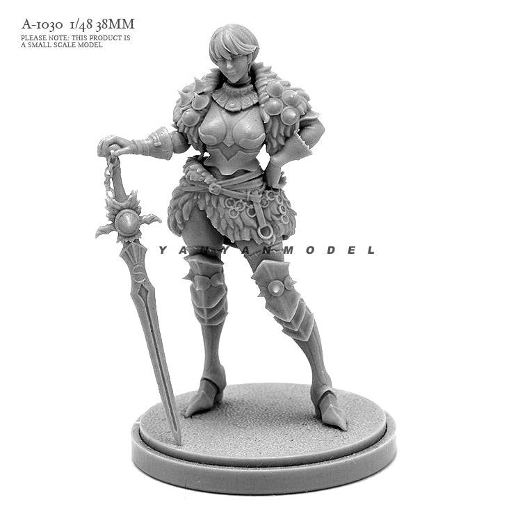 38mm Resin Model Kit Beautiful Girl Medieval Knight Fantasy A-1030 Unpainted - Model-Fan-Store