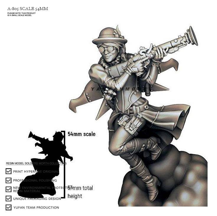 54mm Resin Steampunk Model Kit Beautiful Girl Shooter Fantasy A-805 Unpainted - Model-Fan-Store