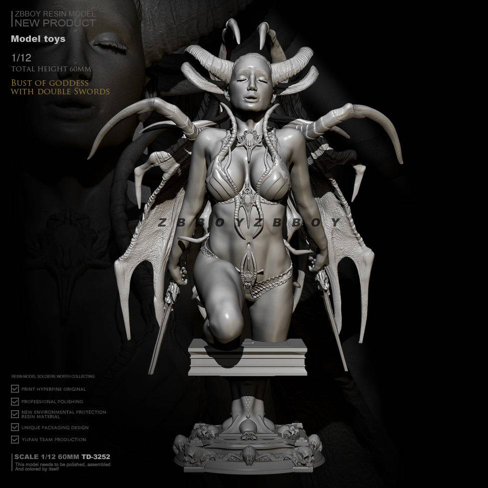 60mm Resin Model Kit Beautiful Girl Devil Demon Fantasy TD-3252 Unpainted - Model-Fan-Store