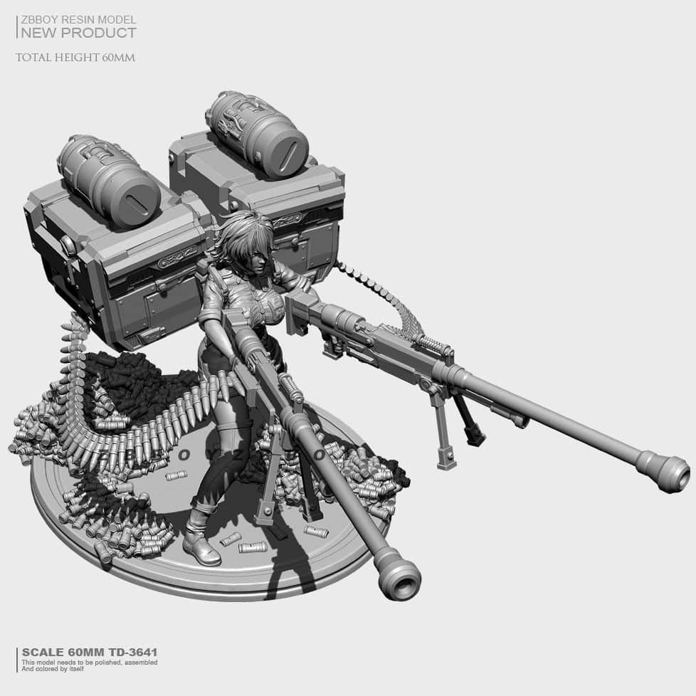 60mm Resin Steampunk Model Kit Beautiful Girl Machine Gunner TD-3641 Unpainted - Model-Fan-Store