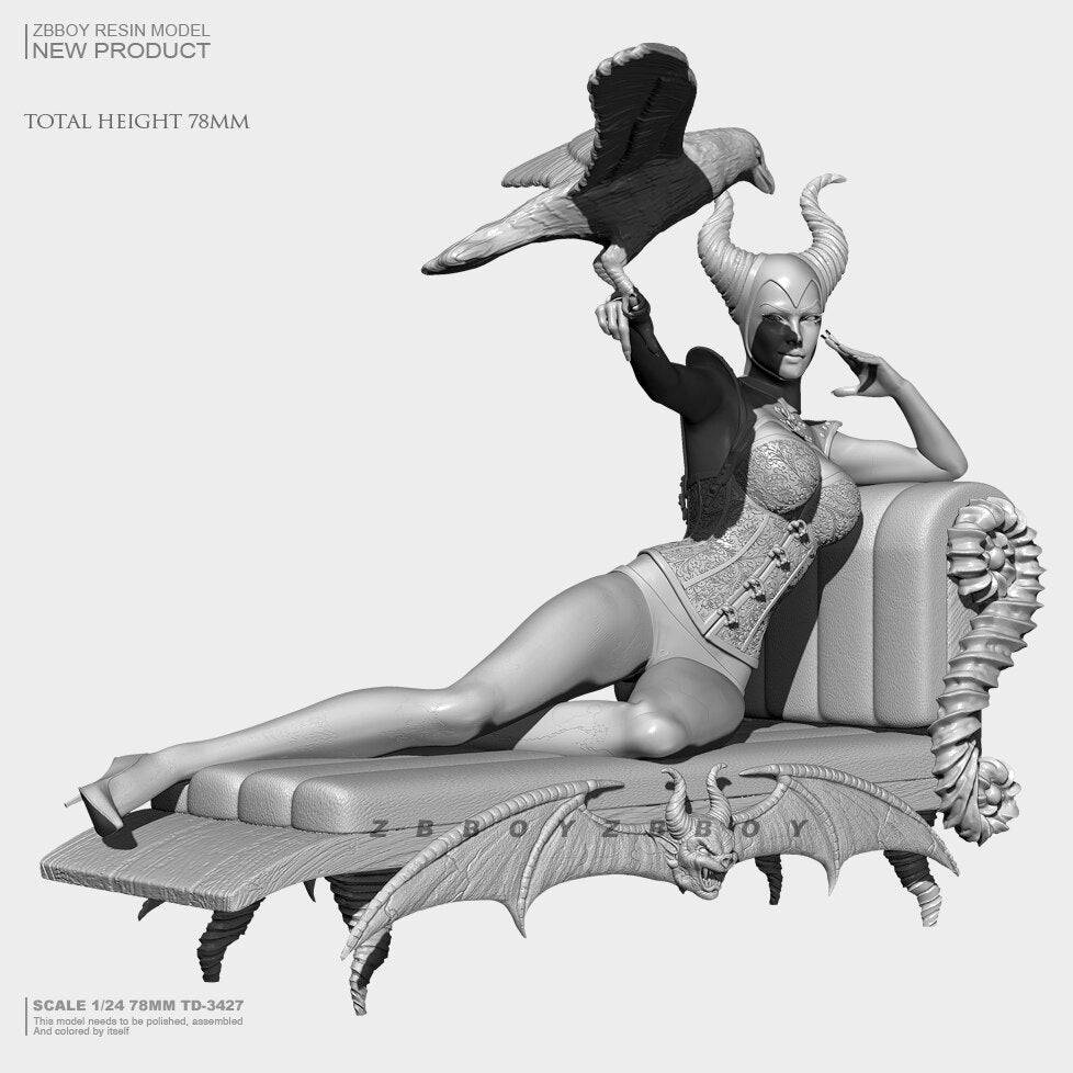 78mm Resin Casting Model Kit Beautiful Girl Devil Fantasy TD-3427 Unpainted - Model-Fan-Store