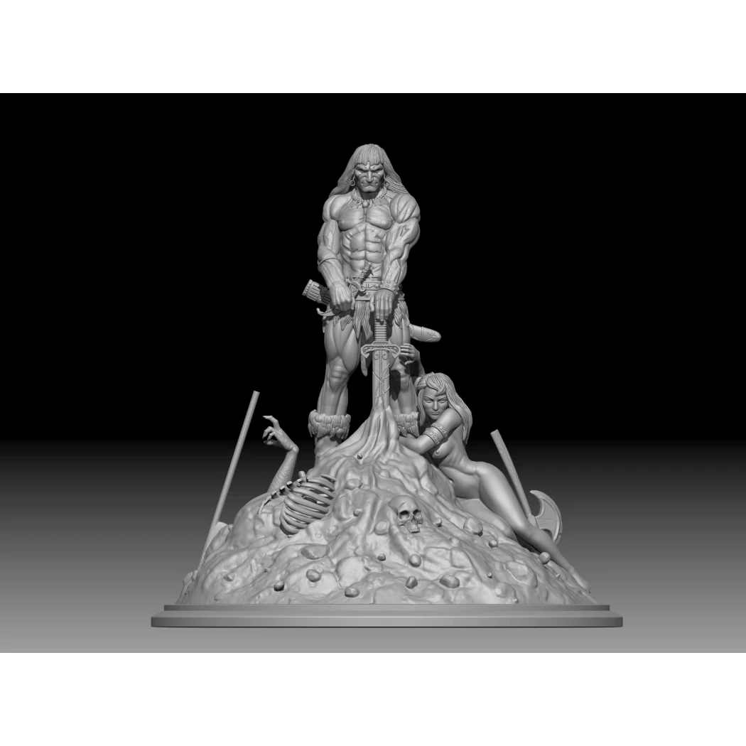 Digital STL Barbarian Conan & Nudes Beautiful Girl
