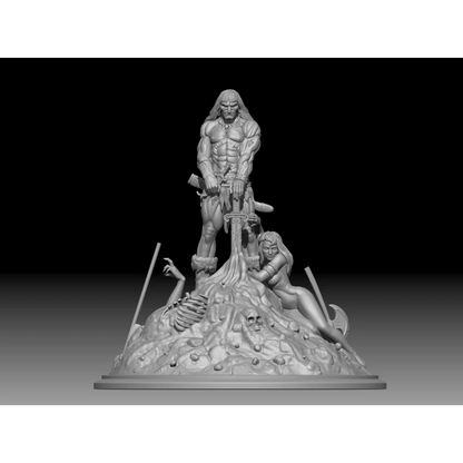 Digital STL Barbarian Conan & Nudes Beautiful Girl