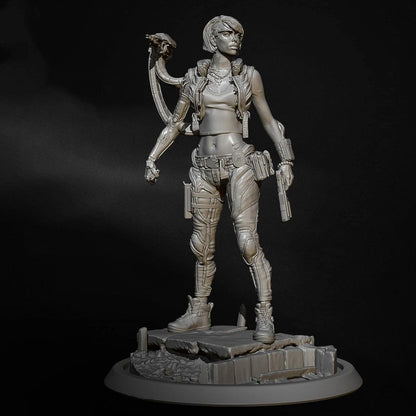 1/24 3D Print Cyberpunk Model Kit Beautiful Girl Woman Shooter TD-2609 Unpainted