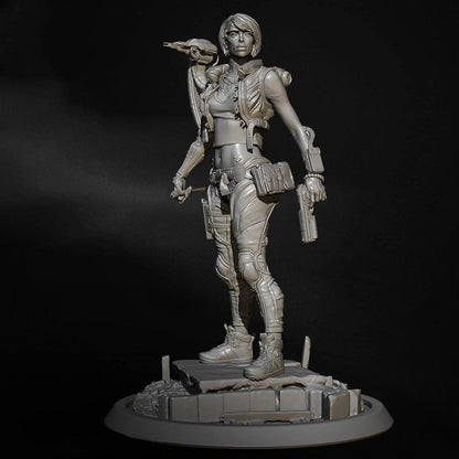 1/24 3D Print Cyberpunk Model Kit Beautiful Girl Woman Shooter TD-2609 Unpainted