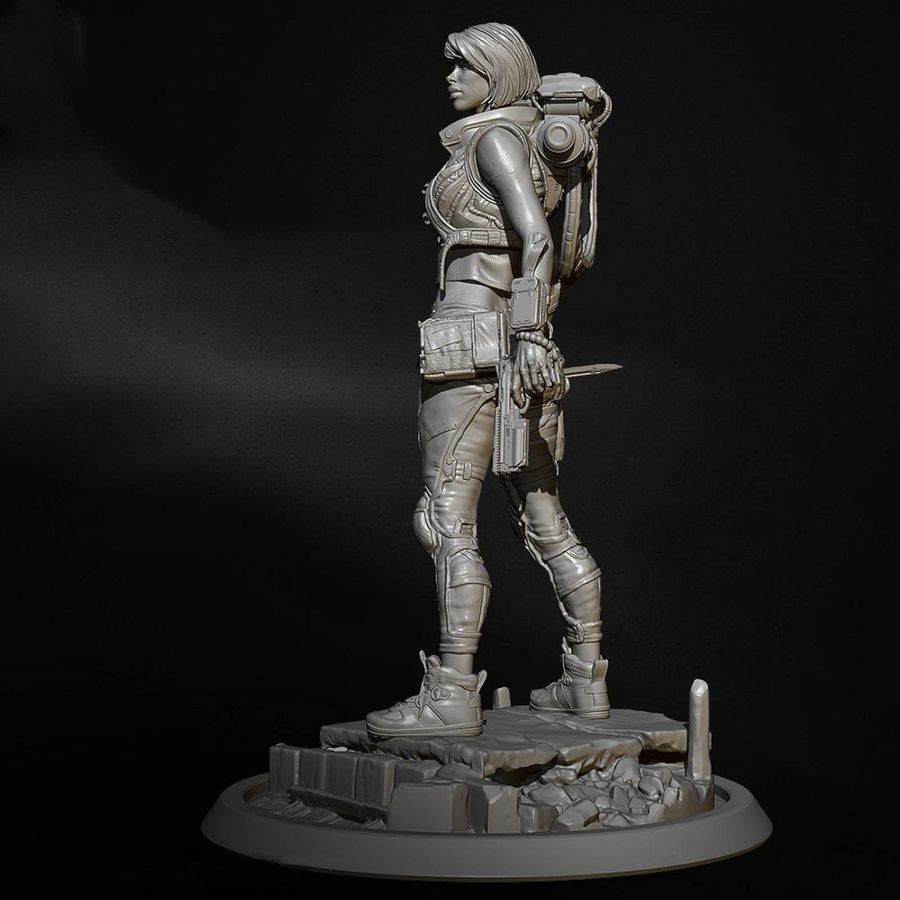 1/24 3D Print Cyberpunk Model Kit Beautiful Girl Woman Shooter TD-2609 Unpainted