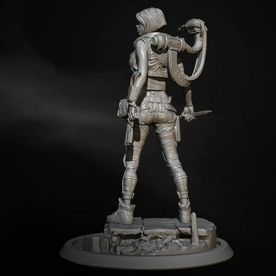 1/24 3D Print Cyberpunk Model Kit Beautiful Girl Woman Shooter TD-2609 Unpainted