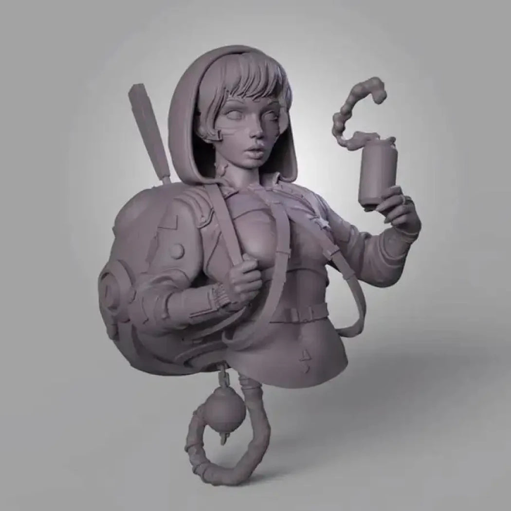 1/10 BUST Resin Cyberpunk Model Kit Beautiful Girl & Droid Unpainted - Model-Fan-Store