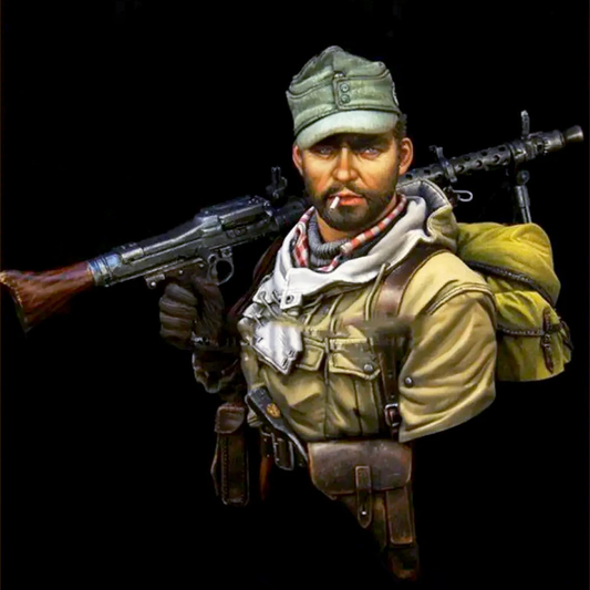 1/10 BUST Resin Model Kit German Sodlier Machine Gunner WW2 Unp[ainted - Model-Fan-Store