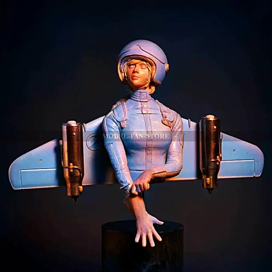 1/10 BUST Resin Model Kit Modern Beautiful Girl with Jetpack Pilot Unp ...