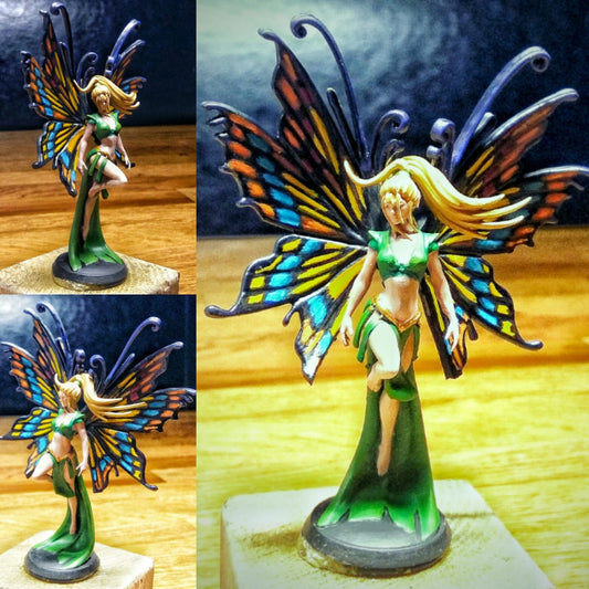 1/24 75mm 3D Print Model Kit Beautiful Girl Fairy Butterfly Unpainted