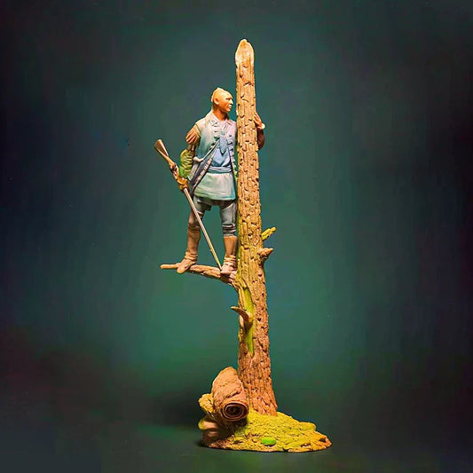 1/24 75mm Resin Model Kit Native American Warrior Stand with Tree Unpainted