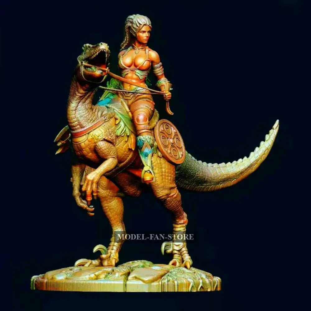 1/24 Resin Model Kit Amazon Beautiful Girl Women Warrior On Reptiles Unpainted Full Figure Scale