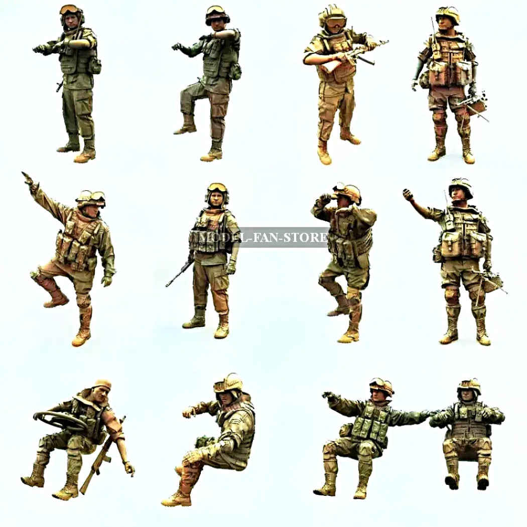 1/35 12Pcs Resin Model Kit Modern Russian Soldiers Tank Crew Unpainted Full Figure Scale