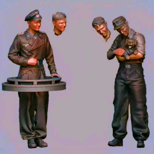 1/35 2pcs Resin Model Kit German Soldiers Tank Crew WW2 Unpainted