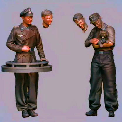 1/35 2pcs Resin Model Kit German Soldiers Tank Crew WW2 Unpainted