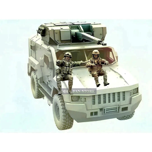 1/35 2Pcs Resin Model Kit Modern Russian Soldiers With Gun No Car Unpainted Full Figure Scale
