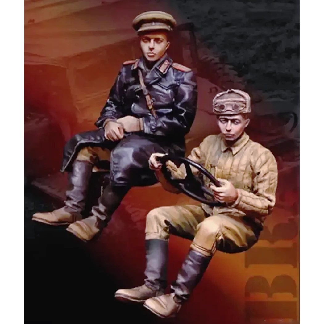 1/35 2pcs Resin Model Kit Soviet Soldiers Officer & Driver WW2 Unpainted
