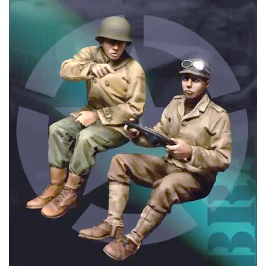 1/35 2pcs Resin Model Kit US Army Soldiers Drivers Crew WW2 Unpainted