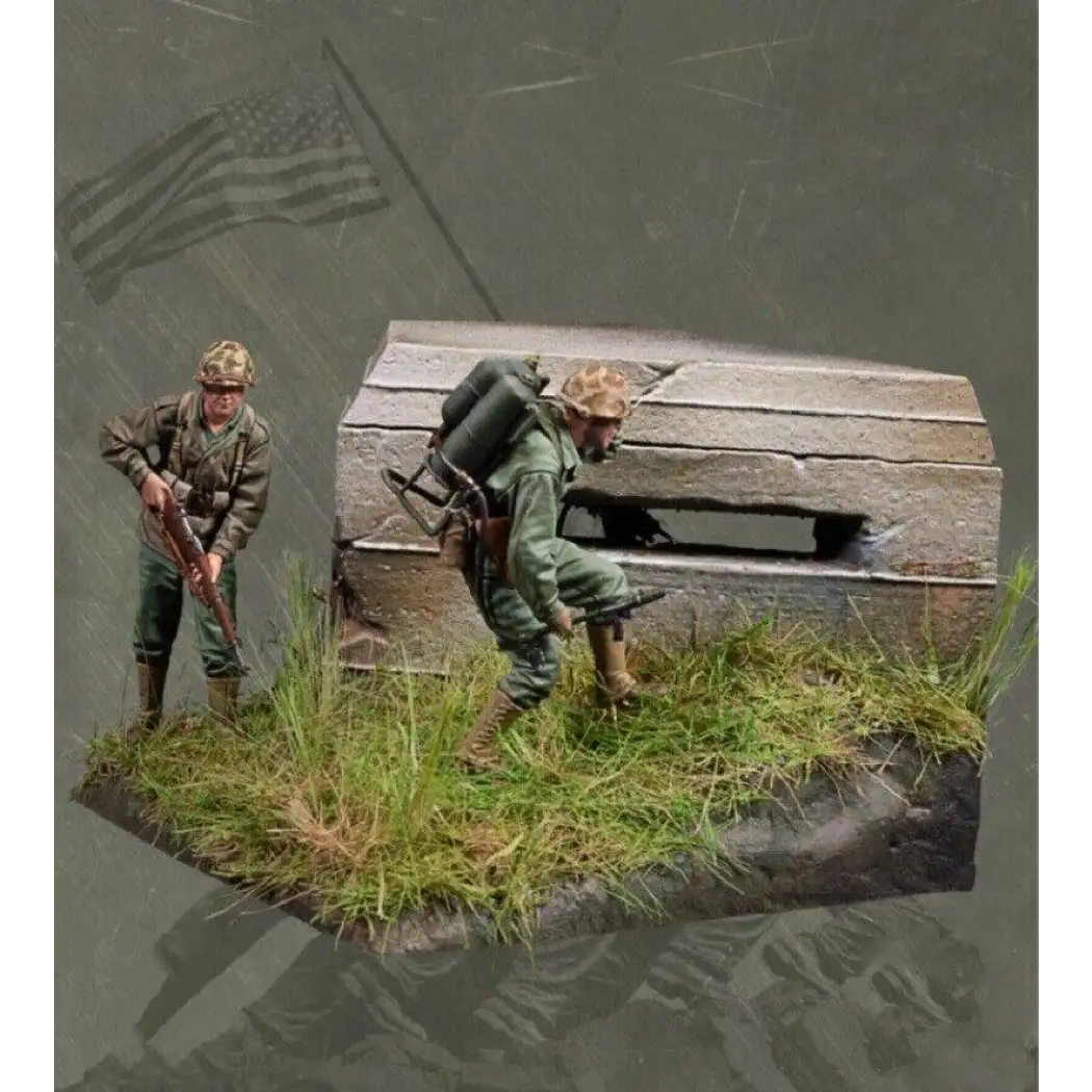 1/35 2pcs Resin Model Kit US Marines Pacific 1944 WW2 with base Unpainted - Model-Fan-Store