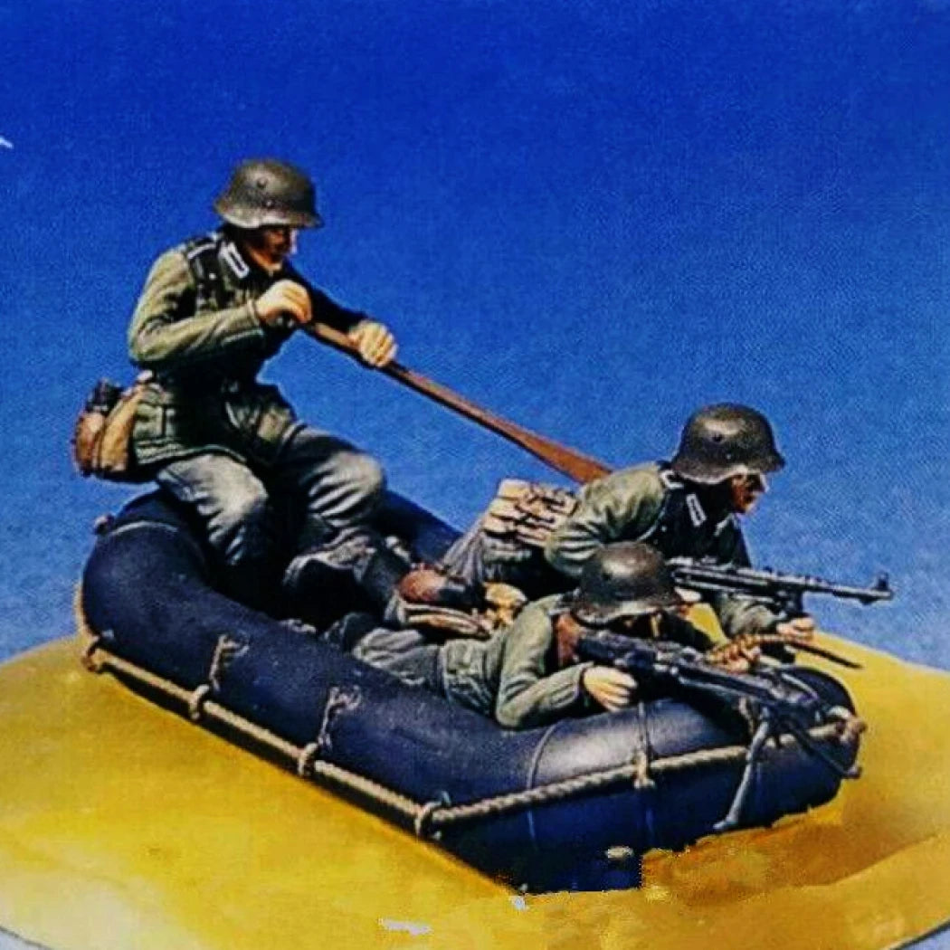 Scale Ww2 1/35 3pcs Resin Model Kit German Soldiers in a Boat WW2 Unpainted ...