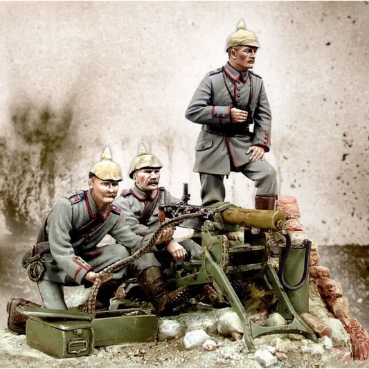 1/35 3pcs Resin Model Kit German Soldiers Machine Gun Team WW1 Unpainted - Model-Fan-Store