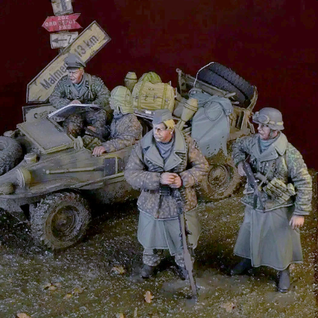 1/35 4pcs Resin Model Kit German Soldiers Infantry no car WW2 Unpainted - Model-Fan-Store