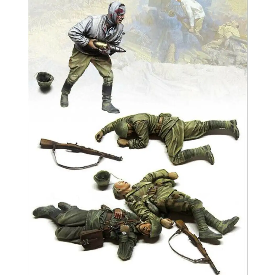 1/35 4pcs Resin Model Kit Soviet Soldiers Artillery Kursk WW2 Unpainted - Model-Fan-Store