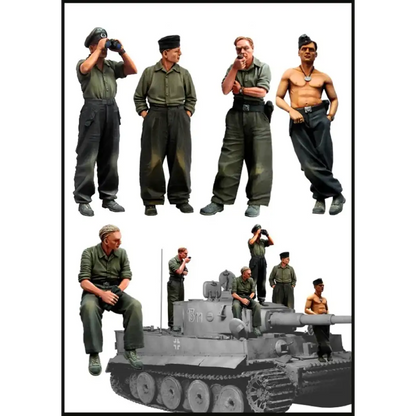 1/35 5pcs Resin Model Kit German Soldiers Tank Crew (no tank) WW2 Unpainted - Model-Fan-Store