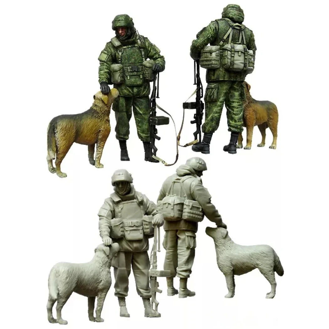 1/35 Resin Model Kit Modern Special Force Russian Soldier & Dog Unpainted