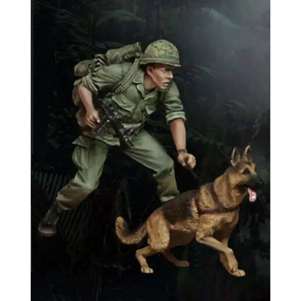 1/35 Resin Model Kit Vietnam War Sodier with Dog Unpainted - Model-Fan-Store