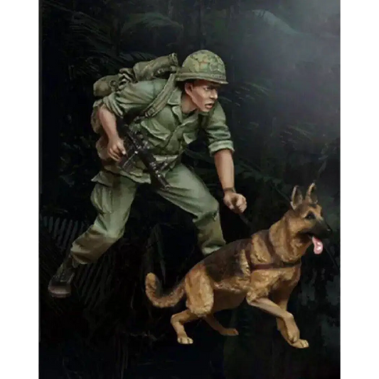 1/35 Resin Model Kit Vietnam War Sodier with Dog Unpainted - Model-Fan-Store