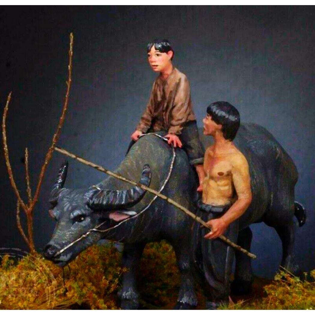 1/35 Resin Model Kit Vietnam War Vietnam Children & Buffalo Unpainted - Model-Fan-Store