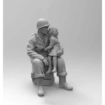 1/16 Resin Model Kit US Army Soldier and Girl Daughter WW2 Unpainted - Model-Fan-Store