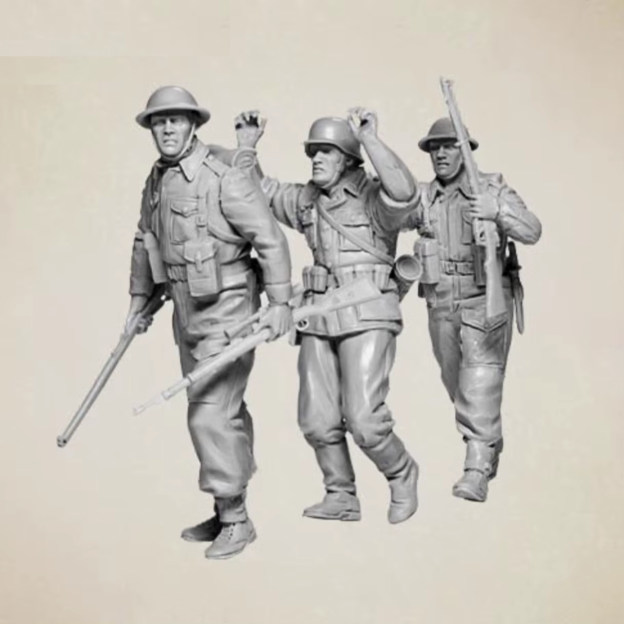 1/35 3pcs Resin Model Kit British Soldier & German Captured WW2 Unpainted