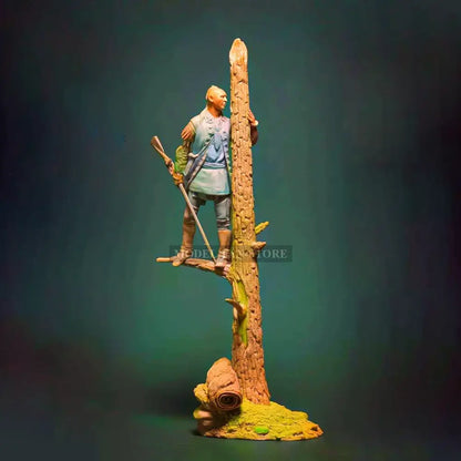 1/24 75Mm Resin Model Kit Native American Warrior Stand With Tree Unpainted Full Figure Scale
